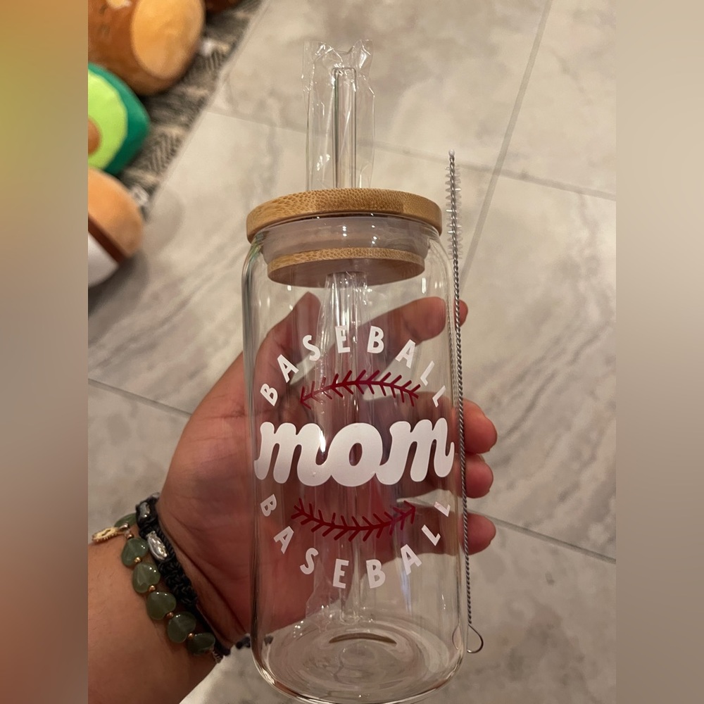 Baseball mom Libbey beer can glass cup